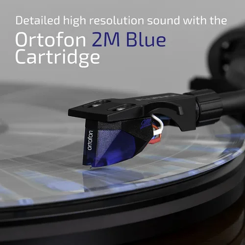 Vista 2 de Fluance RT84 - Tocadiscos de vinilo de alta fidelidad de referencia con cartucho azul Ortofon 2M, motor de control de velocidad, peso de récord