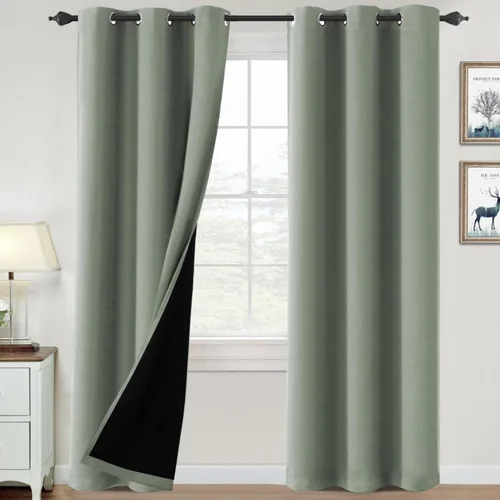 Vista 76 de H.VERSAILTEX Cortinas 100% de opacidad para dormitorio, con aislamiento térmico, cortinas opacas de 63 pulgadas de largo, cortinas de bloqueo