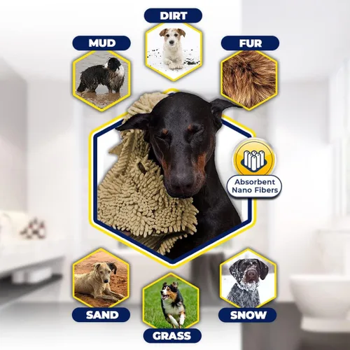 Vista 7 de Muddy Mat Secador de perros, gamuza lavable de microfibra altamente absorbente, absorbente de toallas de secado rápido, toallas de baño de felpilla