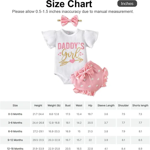 Vista 7 de PATPAT Conjunto de 3 piezas de ropa para bebé niña recién nacida con volantes y diadema