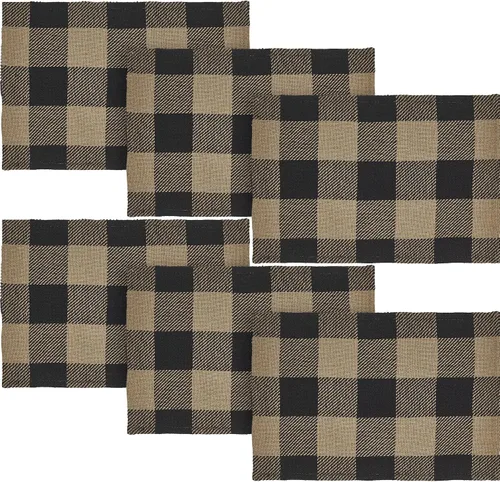 Vista 10 de VHC Brands, Black Star - Juego de 6 manteles individuales de algodón, 12x18, color negro