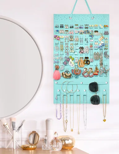 Vista 7 de Organizador de aretes colgantes soporte de pared para aretes soporte de pared de fieltro para almacenamiento de aretes organizador de joyas colgante
