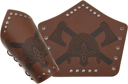 Vista 7 de Pulsera de cuero con guantelete medieval, muñequeras vikingas, guardias de tiro con arco, brazaletes de brazo ancho para mujeres y hombres, 2