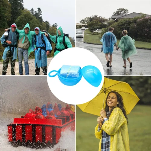 Vista 6 de Paquete de 4 impermeables portátiles, impermeables desechables de emergencia para niños, poncho de lluvia impermeable para viajes, campamento
