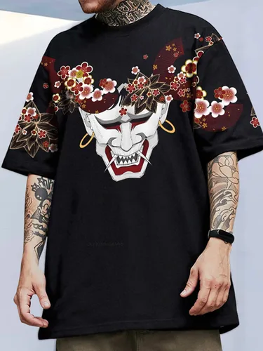 Vista 3 de XYXIONGMAO Camisetas japonesas Geisha Kanji con estampado gráfico, unisex, camisa de anime para hombre