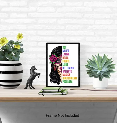 Vista 5 de Arte de pared de mujer latina mexicana, póster motivacional latino, decoraciones para cuartos arte, regalos para mujeres, ninas latino chicano