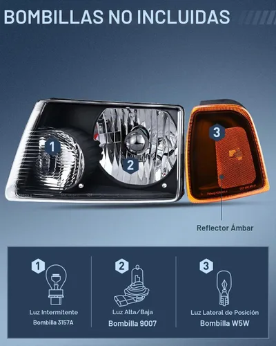 Vista 2 de Nilight Conjunto de Faros Delanteros Compatible con Ford Ranger 2001 2002 2003 2004 2005 2006 2007 2008 2009 2010 2011 Faro de Repuesto Carcasa