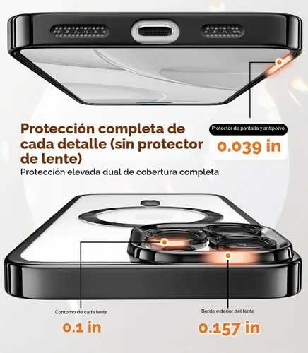 Vista 4 de Meifigno Funda diseñada para iPhone 16 Pro de 6.3 pulgadas, [Tarjeta con Purpurina y Correa para la Muñeca] [Compatible con MagSafe] Protección Negro