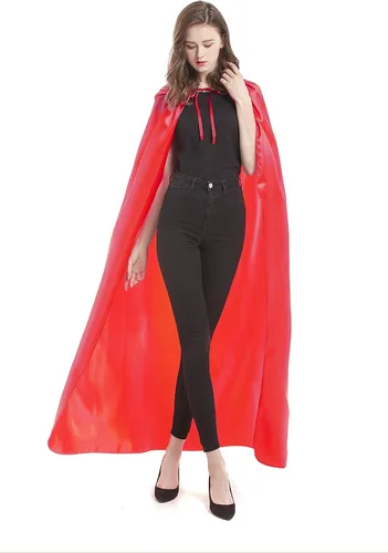 Vista 5 de Diffly Capa de satén con capucha de 59 pulgadas, unisex, capa de Halloween para mago de bruja diablo, Halloween, Navidad, cosplay