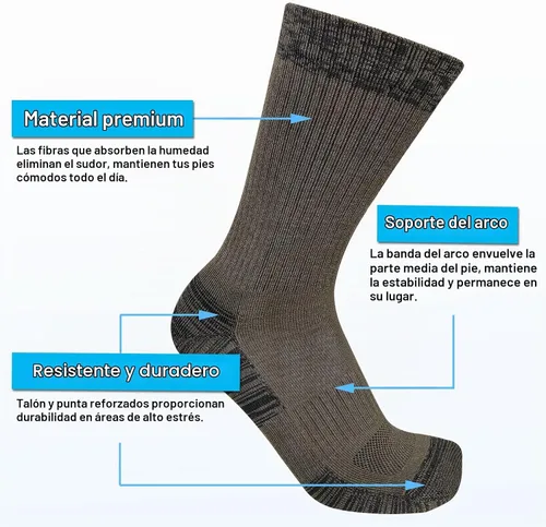 Vista 3 de APTYID Calcetines de trabajo acolchados que absorben la humedad para hombre (4-6 pares)