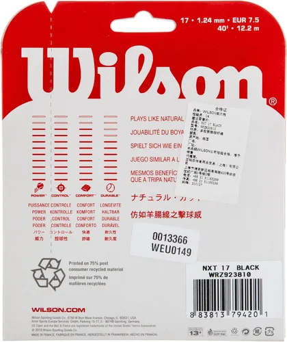 Vista 2 de WILSON Sporting Goods NXT - Juego de cuerdas de tenis, color negro, calibre 17