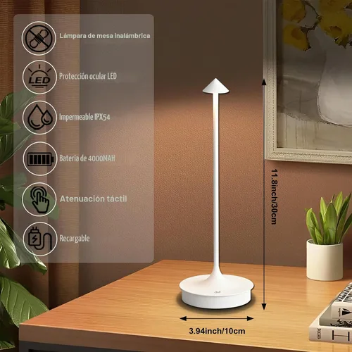 Vista 2 de Cordless Table Lamp Rechargeable LED Table Lamps Battery Operated 4000mAh Touch Dimmable Wireless Lamp Waterproof Portable Outdoor Table Light for