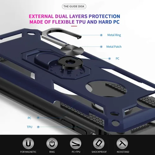 Vista 5 de Funda LeYi para iPhone 6S/6, funda para iPhone 7, funda para iPhone 8, armadura de grado militar de doble capa con soporte giratorio de 360 grados