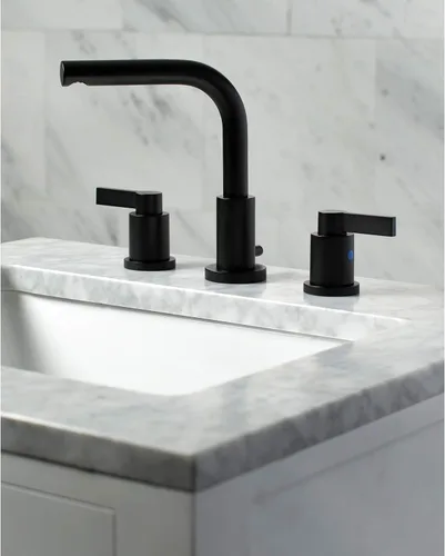 Vista 4 de Fauceture FSC8950NDL - Grifo de baño extendido de 8 pulgadas con drenaje emergente, color negro mate Mate negro