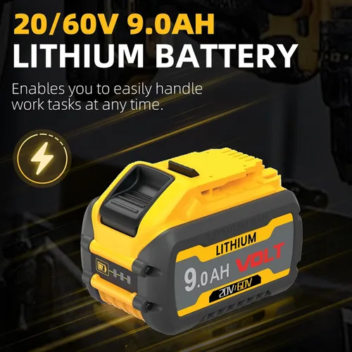 Vista 2 de 1 paquete de 9.0Ah DCB606 de repuesto para batería Dewalt 60V batería 20V