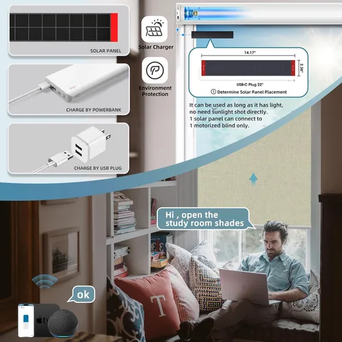 Vista 2 de SmartWings Persianas Motorizadas con Sombras para Ventana Control Remoto Funciona con Thread Apple Homekit Z-Wave Alexa 100% Blackout de Doble Cara