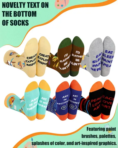 Vista 3 de Berlune 6 pares de calcetines de vestir novedosos para hombres y mujeres, escritores, cartero, agente inmobiliario, pintor, calcetines
