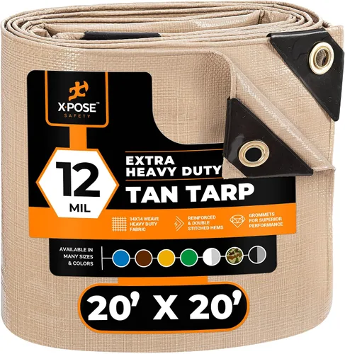 Vista 148 de Xpose Safety Lona protectora de polietileno plateado resistente de 5 x 7 pies - Funda protectora multiusos - Duradera, resistente al agua