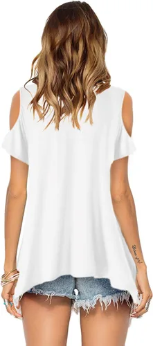 Vista 3 de Beluring - Blusa de manga corta para mujer con hombro descubierto, para verano