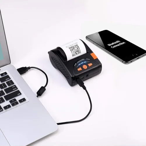Vista 8 de MUNBYN Impresora de Recibos Bluetooth, Impresora Térmica Inalámbrica Mini de 58 mm POS para Restaurante, Portátil para Android/Windows