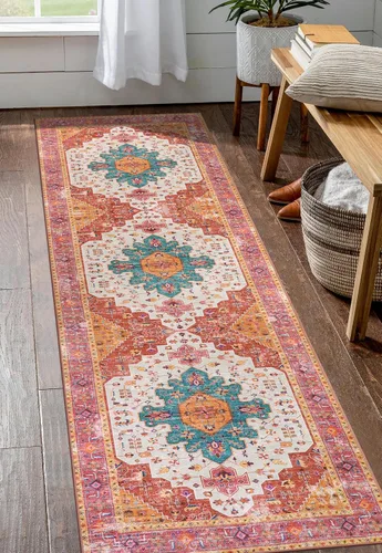 Vista 35 de Moynesa Alfombra ultra fina lavable de 2 x 3 pies, alfombra pequeña de cocina para entrada, interior, antideslizante, tapete vintage para puerta