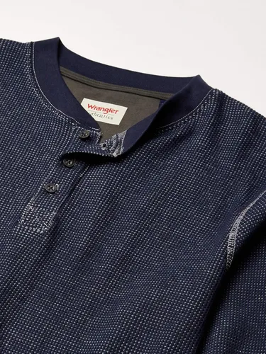Vista 4 de Wrangler Authentics Henley - Camisa de manga larga abotonada de tejido waffle para hombre