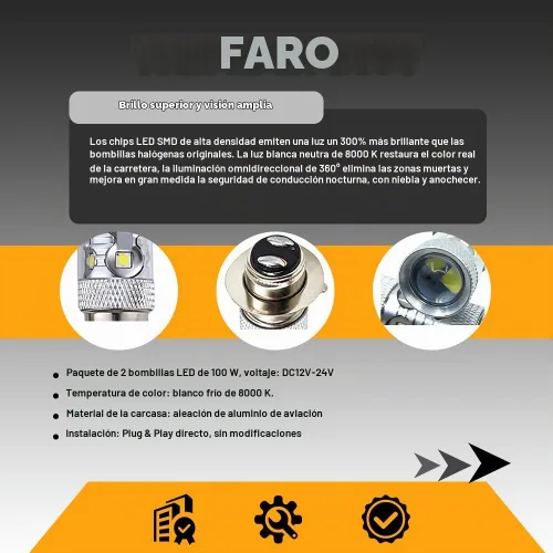 Vista 2 de DSkoiph 100W H6 Faro Compatible con Honda Sportrax TRX400EX 1999-2008 Lámparas LED de 8000K