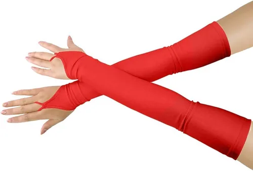 Vista 28 de Shinningstar Guantes largos de elastano elástico sin dedos sobre el codo para niñas y niños adultos