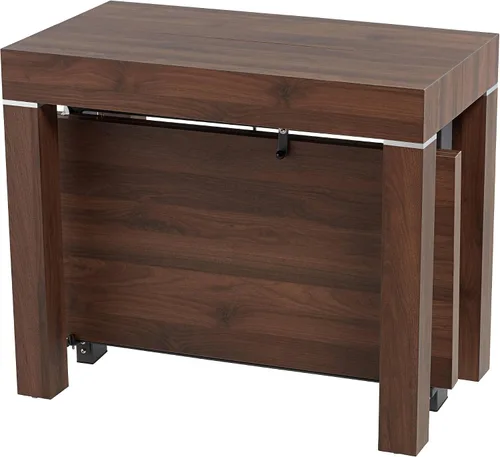 Vista 7 de Warhol - Mesa de comedor rectangular moderna de madera de nogal envejecida, 59 1/4 x 35 1/2 pulgadas, extensión de 2 hojas marrón para espacios