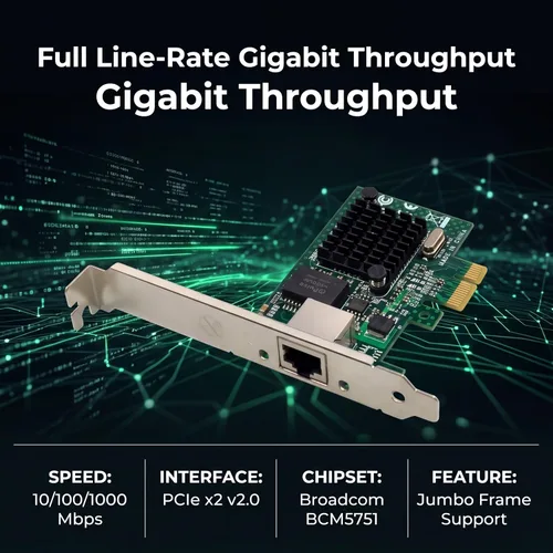 Vista 4 de Adaptador de servidor Gigabit Ethernet PCIe con tarjeta de red PCI-E de escritorio PCI-E de Broadcom NetXtreme BCM5751 10/100/1000 Mbps