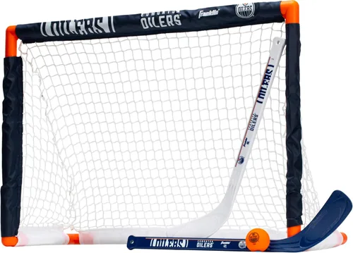 Vista 25 de Franklin Sports NHL - Juego de mini hockey para niños, portería de hockey sobre rodilla, pelota + 2 palos, juego de juguetes para interiores