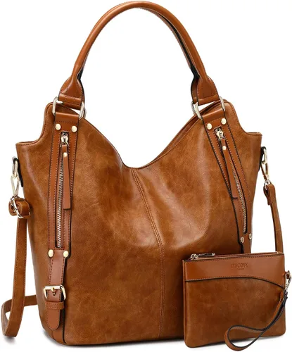 Vista 17 de Bolso tote para mujer, carteras de cuero PU, bolsos de hombro hobo de moda con correa de hombro ajustable