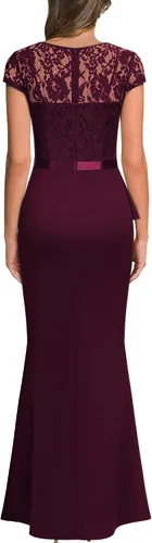 Vista 2 de MISSMAY Vestido largo formal de noche con cuello en V para mujer