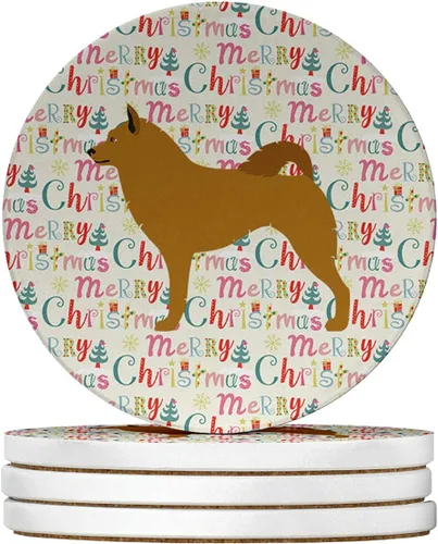 Vista 77 de AIDI Atlas Mountain Dog Merry Christmas - Posavasos grandes de piedra arenisca, paquete de 4