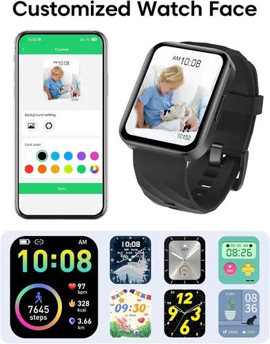 Vista 5 de Relojes inteligentes para mujeres y hombres con Bluetooth llamadas telefónicas compatibles con teléfonos iPhone/Android, monitor de ritmo cardíaco