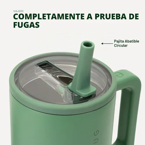 Vista 4 de HydroJug Traveler - Botella de agua de 40 onzas con asa y pajita abatible - Cabe en portavasos, vaso resistente a fugas - Reutilizable, aislado