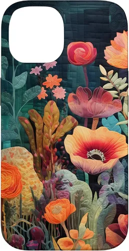 Vista 4 de iPhone 16 Flores coloridas en funda de edredón óptica, flores