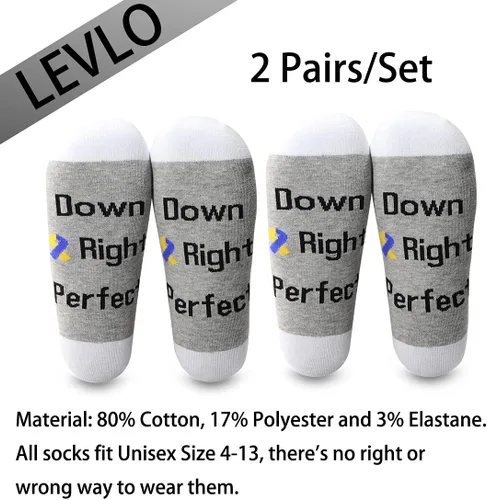 Vista 2 de LEVLO - Calcetines para concienciar al síndrome de Down Right perfectos calcetines de algodón para regalo de mamá orgullosa