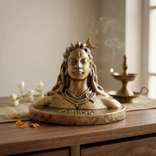 Vista 8 de Vedic Charya - Estatua de Adiyogi Shiva de 4.5 pulgadas - Ídolo de resina hecho a mano de Mahadev Dhyana Mudra para tablero del coche, escritorio