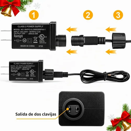 Vista 6 de Fuente de alimentación de 30V 6W 0.2A Clase 2, Transformador de Bajo Voltaje de CA a CC, Adaptador de Corriente IP44 para Tiras de Luces LED