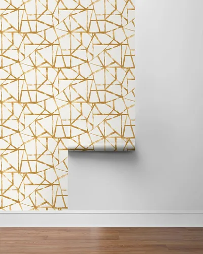 Vista 6 de Surface Style What Your Angle - Papel tapiz geométrico para despegar y pegar, color dorado