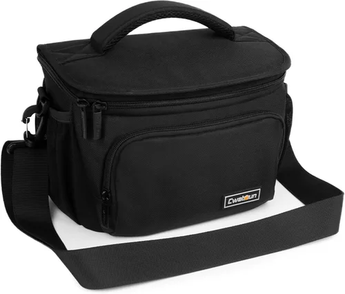 Vista 12 de Cwatcun Bolso bandolera para cámara pequeña, bolsa bandolera para cámara, impermeable, para fotografía de viaje, para Canon, Nikon, Sony, Fuji
