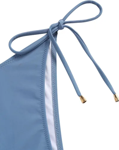 Vista 7 de ZAFUL Conjunto de bikini triangular para mujer, traje de baño de dos piezas de corte alto, traje de baño halter con lazo frontal, tanga