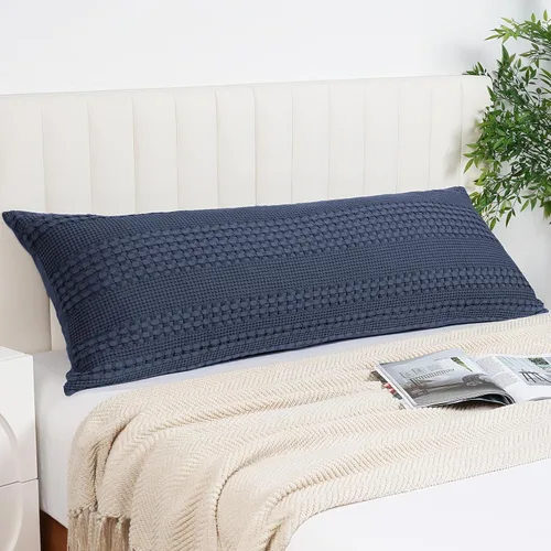 Vista 91 de PHF Fundas de almohada 100% algodón con tejido de gofre de 24 x 24 pulgadas, paquete de 2 fundas cuadradas para decoración elegante del hogar, sin