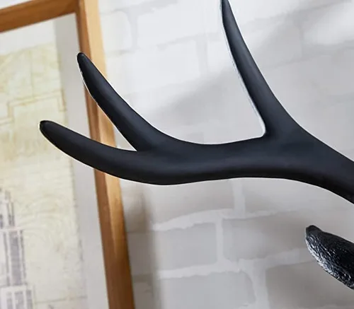 Vista 5 de Escultura de pared de cuernos de ciervo 20 x 16 x 12 pulgadas imitación taxidermia animal colgante de pared (negro)
