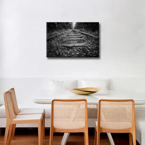 Vista 4 de Arte moderno para pared, lienzo, decoración del hogar, 1 panel, hermosas pistas rústicas de ferrocarril, arte de pared para sala de estar