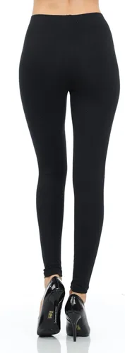 Vista 3 de JNTOP Co Leggings de punto de algodón de longitud completa de las mujeres cintura elástica Negro L