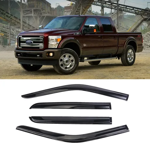 Vista 25 de Protector de lluvia Deflector de viento para montaje exterior, viseras de ventana con cinta compatible con Ford F-250 1999-2016 Super Duty