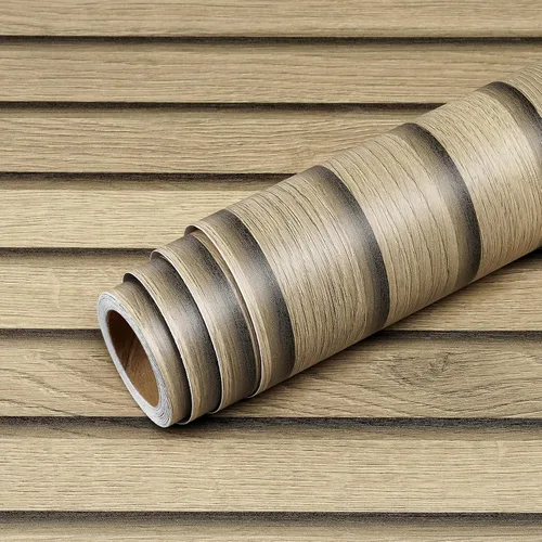 Vista 6 de Livelynine Papel tapiz de listones de madera para despegar y pegar, extraíble, papel de contacto de madera natural, para despegar y pegar