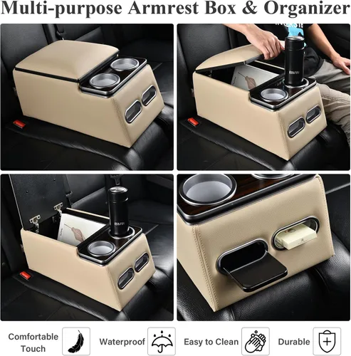 Vista 5 de Coverado - Organizador de consola central para auto, consolas universales para asiento trasero, organizador y almacenamiento para asiento